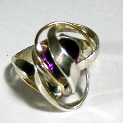 BAGUE ARGENT, OR ET AMÉTHYSTE (4)
