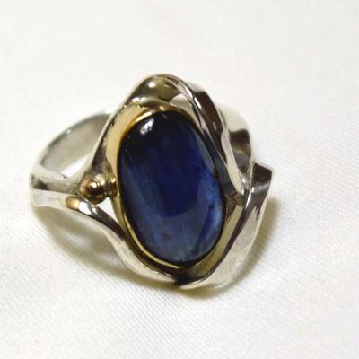 BAGUE ARGENT, OR ET KINITE