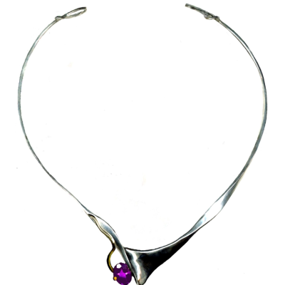 COLLIER ARGENT, OR ET AMÉTHYSTE