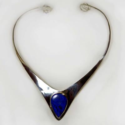 COLLIER ARGENT, OR ET LAPIS LAZULI