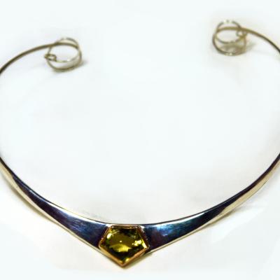 COLLIER ARGENT, OR ET LEMON QUARTZ