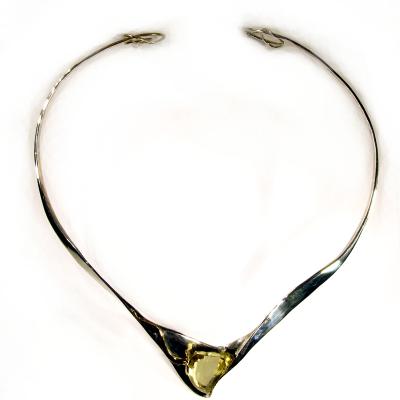 COLLIER ARGENT, OR ET LEMON QUARTZ (3)