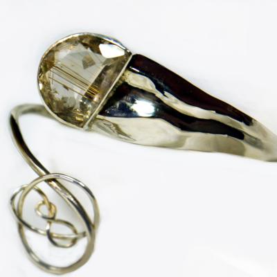 BRACELET ARGENT ET QUARTZ RUTILE