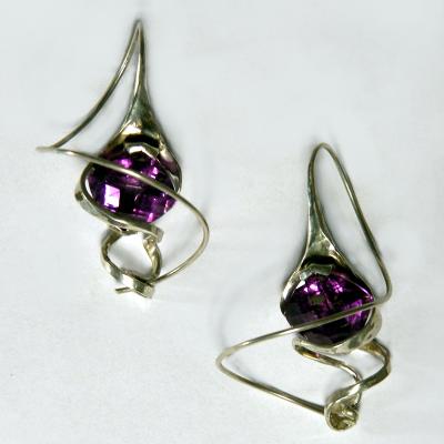 BOUCLES D'OREILLES ARGENT ET AMÉTHYSTE (2)