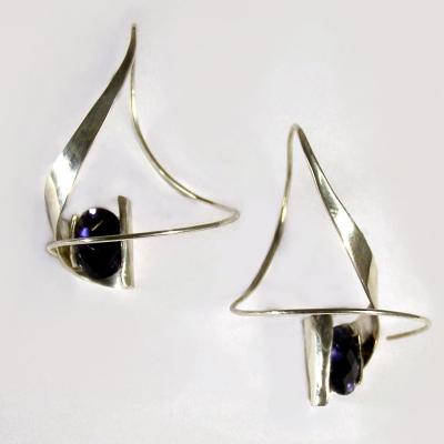 BOUCLES D'OREILLES ARGENT ET IOLITE